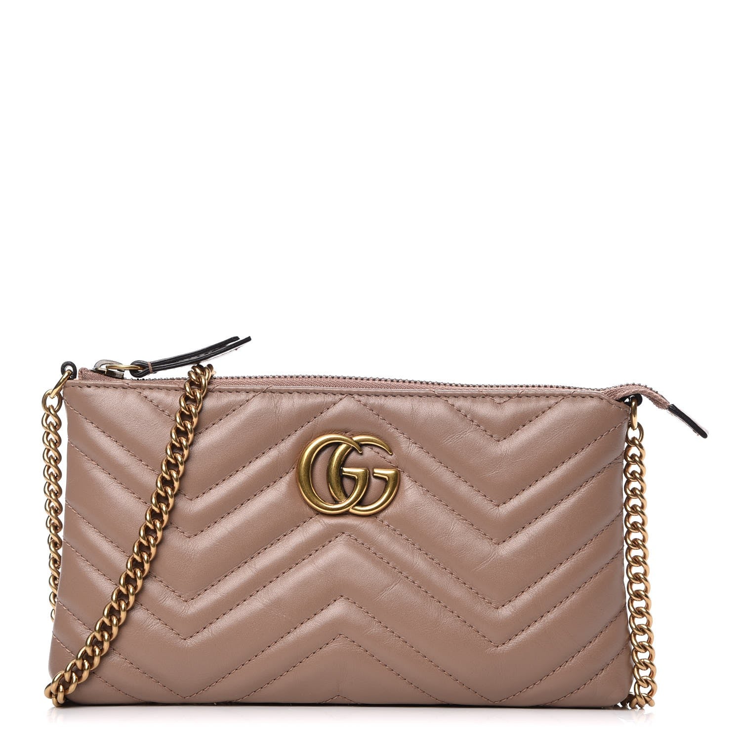 Gucci Calfskin Matelasse Mini GG Marmont Chain Bag Porcelain Rose 1 of 8