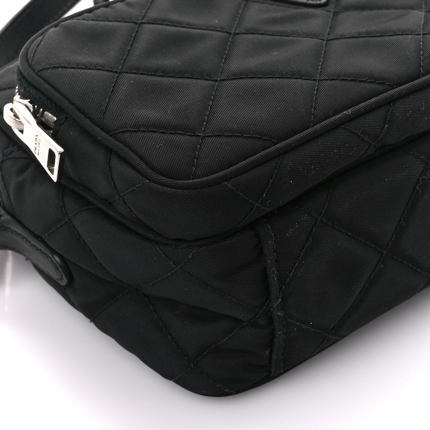 Nylon Tessuto Impuntu Quilted Crossbody Bag Black