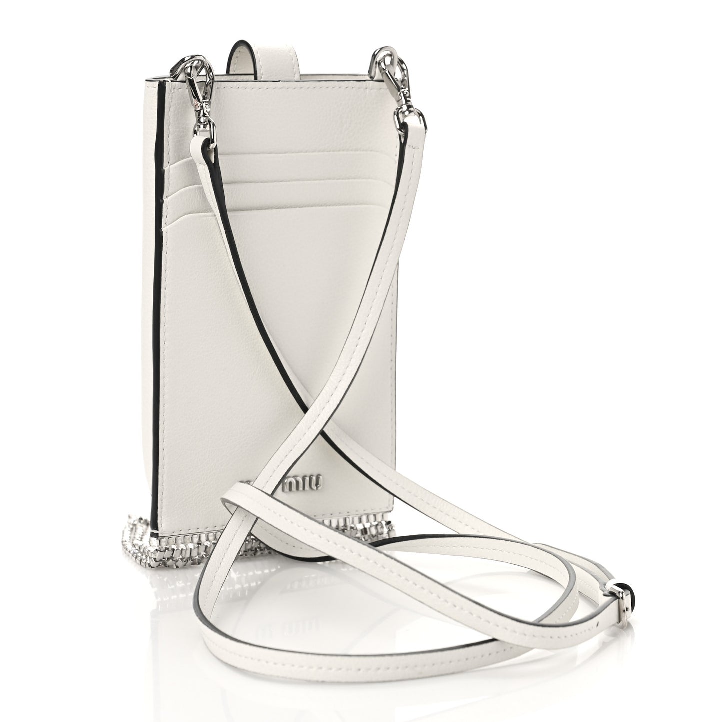 Glace Calfskin Crystal Fringe Crossbody White