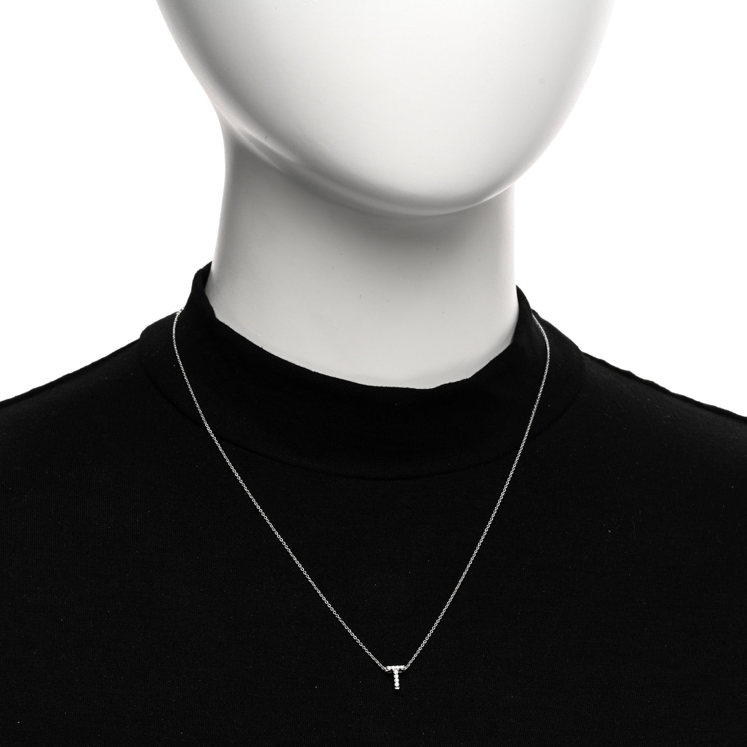 Roberto Coin 18K White Gold Diamond Love Letter T Pendant Necklace 2 of 5