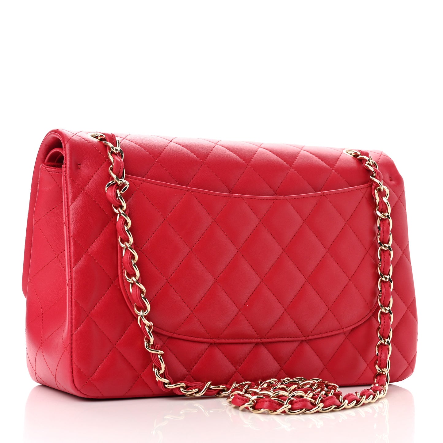 Lambskin Quilted Jumbo Double Flap Red