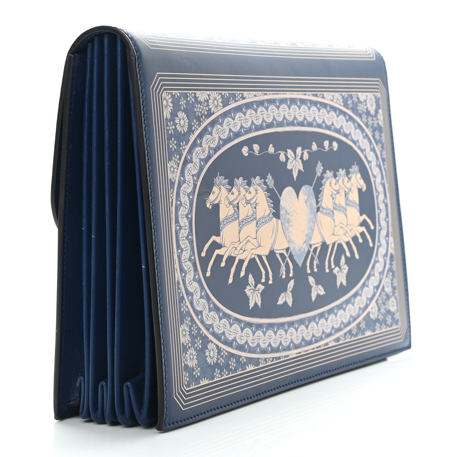 Gucci Calfskin Homeric Garden Print Portfolio Blue 3 of 9