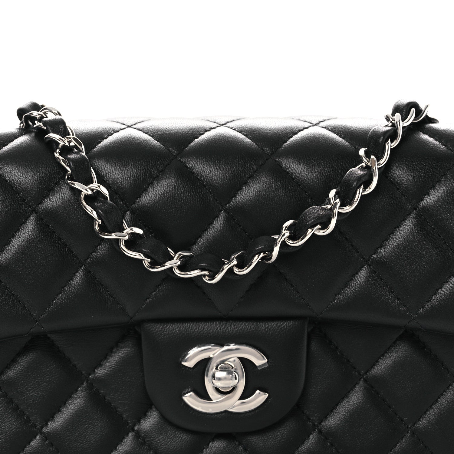 Chanel Lambskin Quilted Mini Rectangular Flap Black 8 of 13