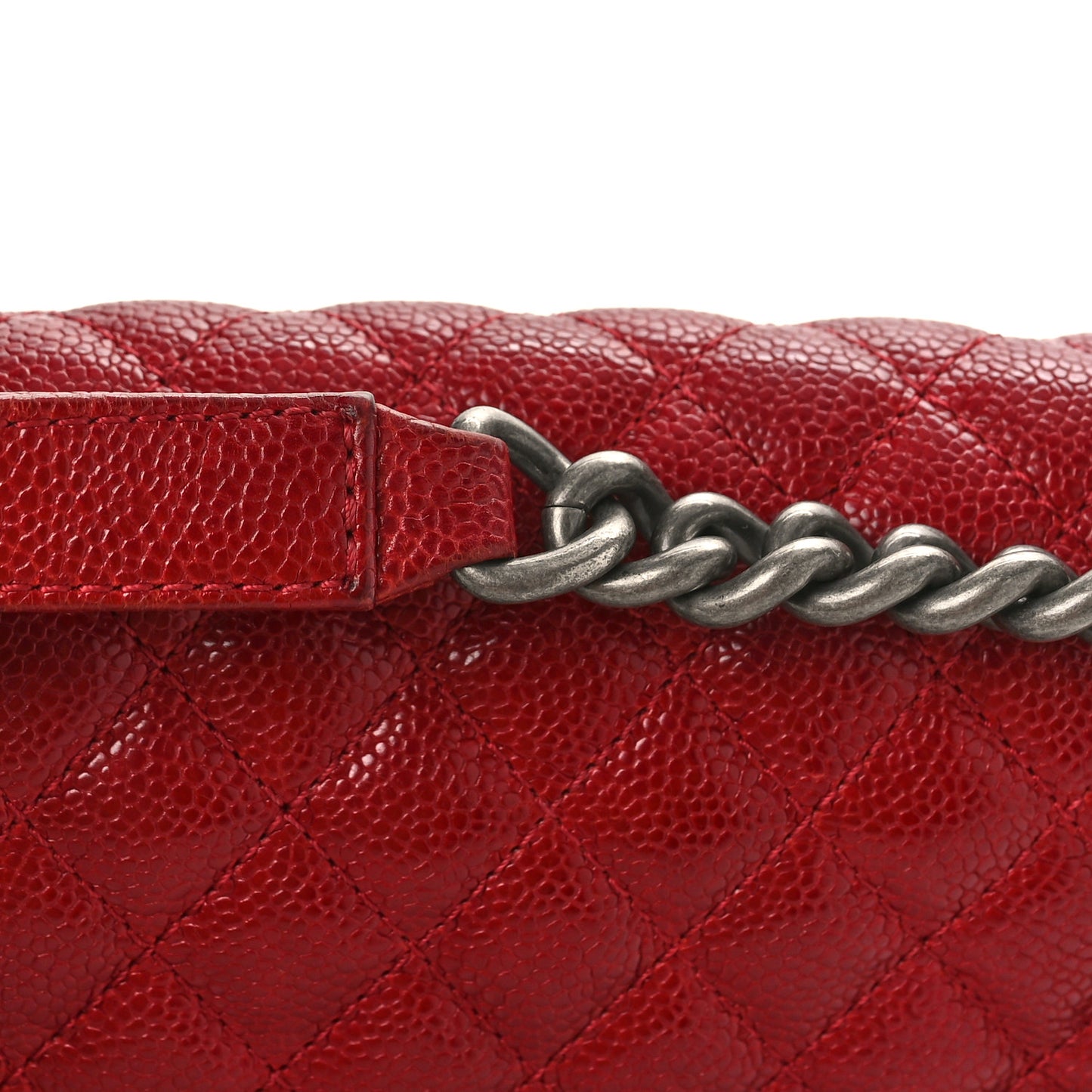 Caviar Quilted Medium Boy Flap Dark Red