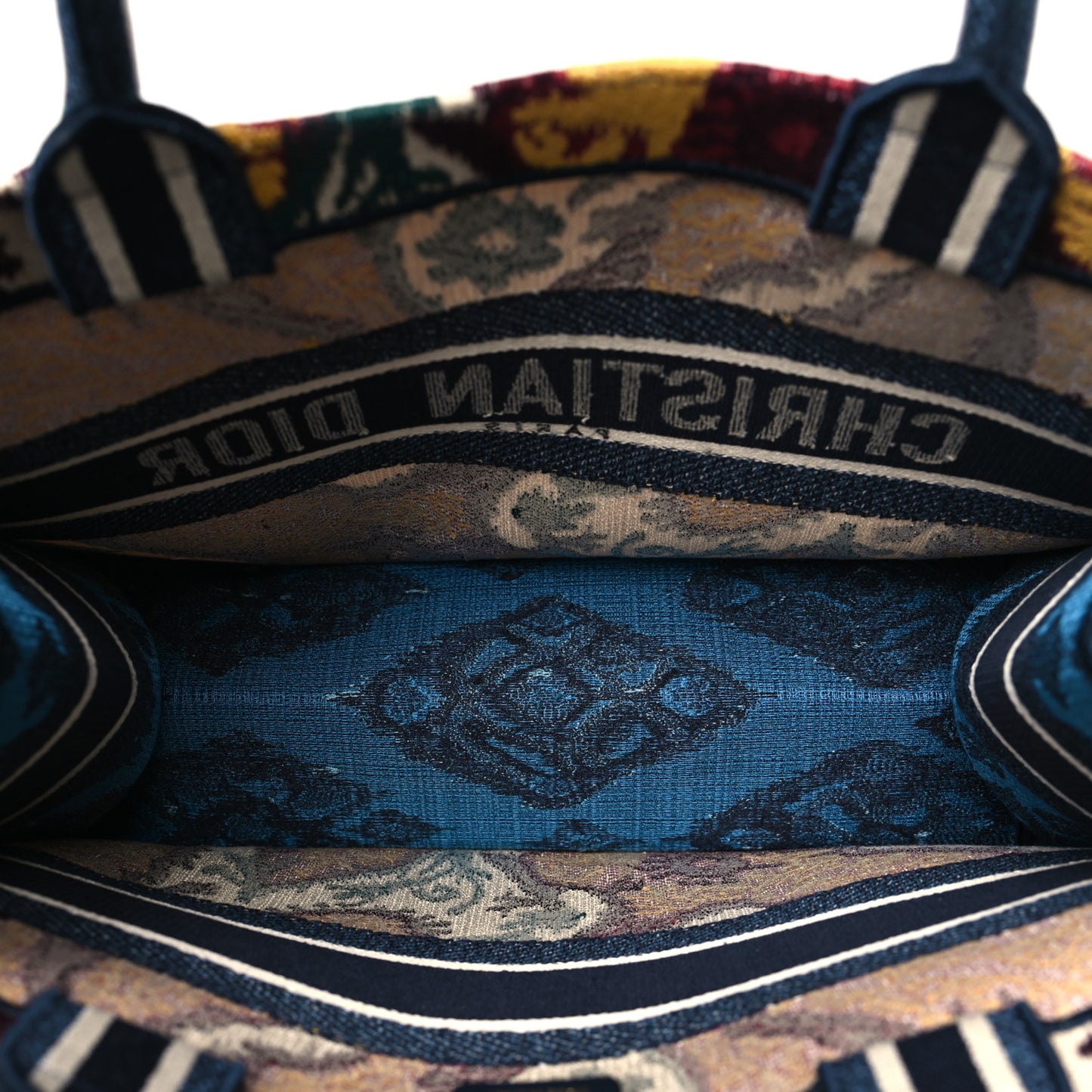 Canvas Embroidered Paisley Medium Book Tote Blue Multicolor