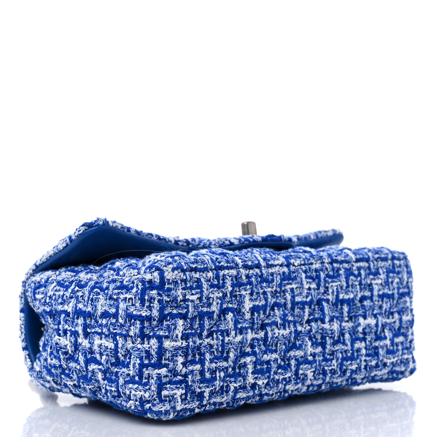Tweed Quilted Mini Rectangular Flap Blue White