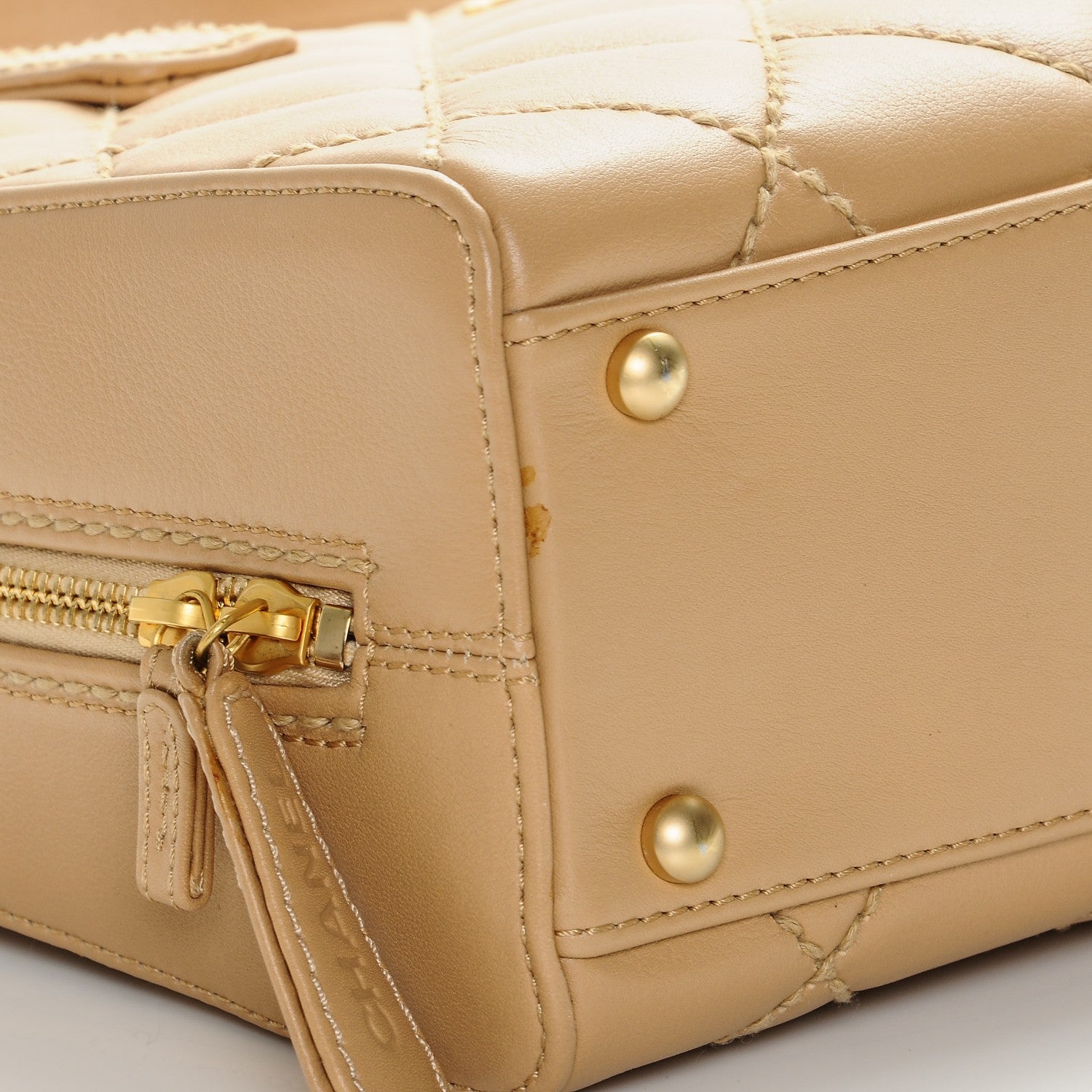 Chanel Lambskin Surpique Shoulder Bag Beige 9 of 10