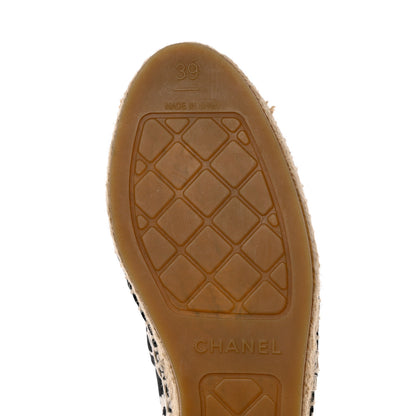 Chanel Fabric Printed Grosgrain Floral Espadrilles 39 Black Ivory 8 of 9