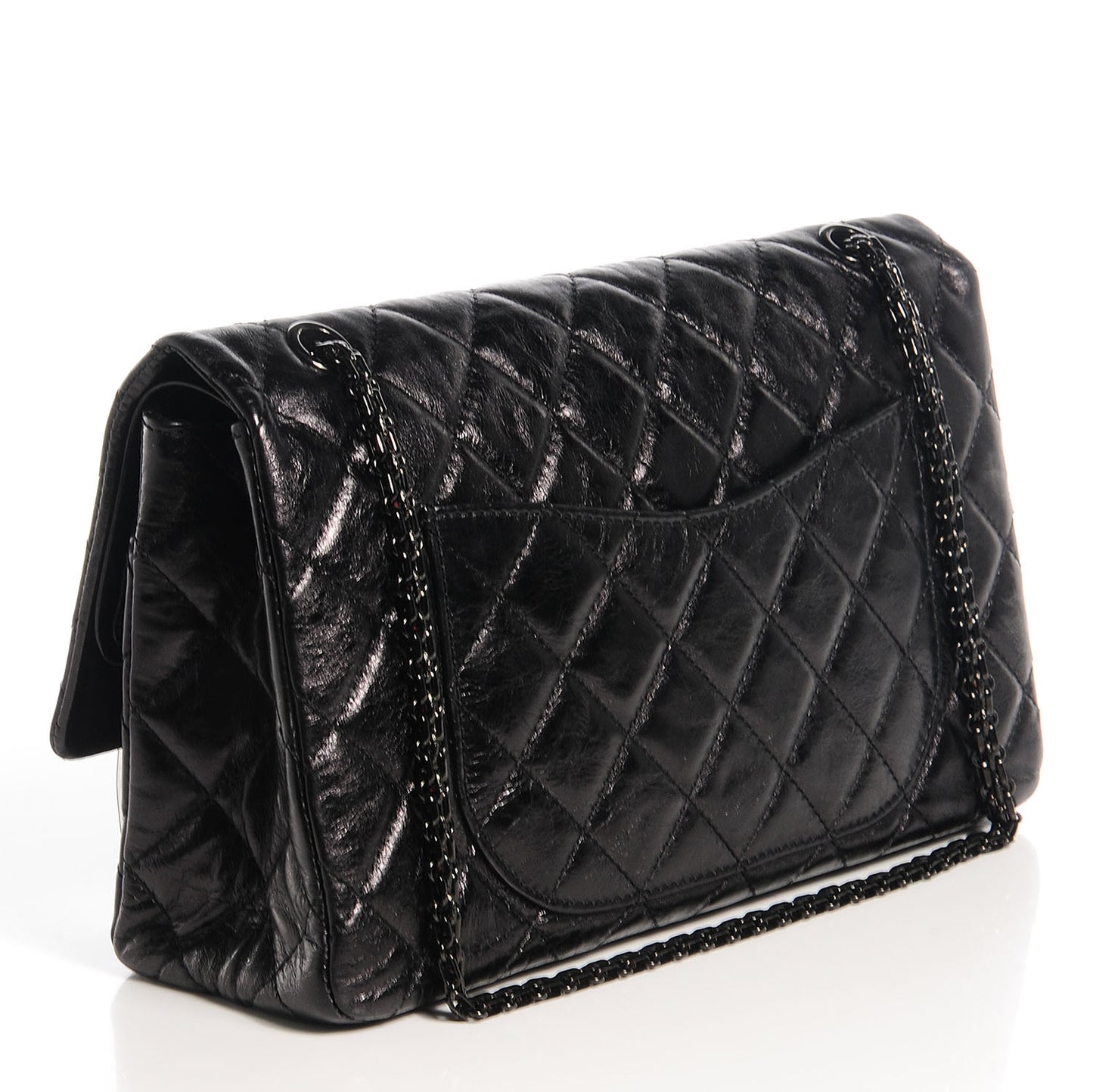 Glazed Calfskin 2.55 Reissue 227 Flap Black