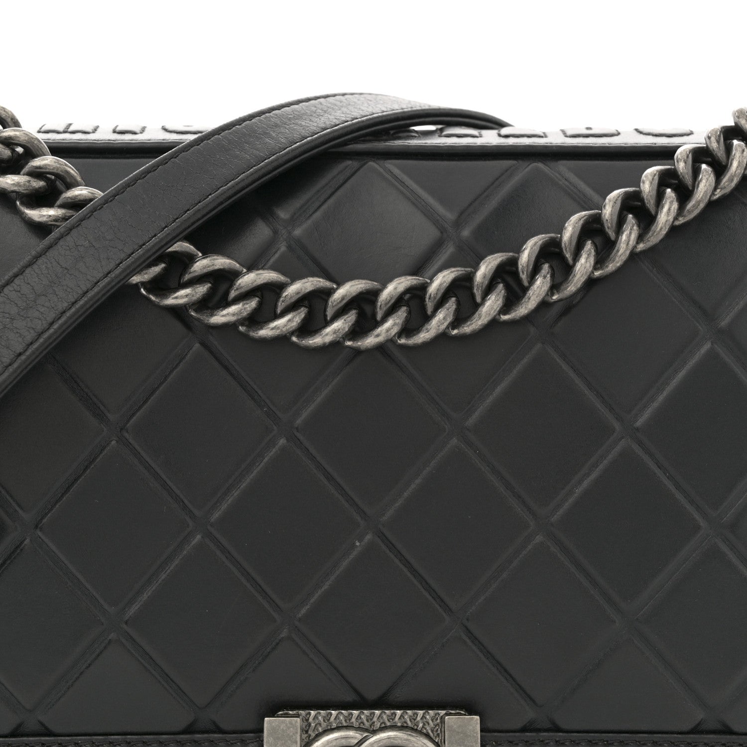 Chanel Calfskin Embossed New Medium Paris Salzburg Boy Flap Black 8 of 11