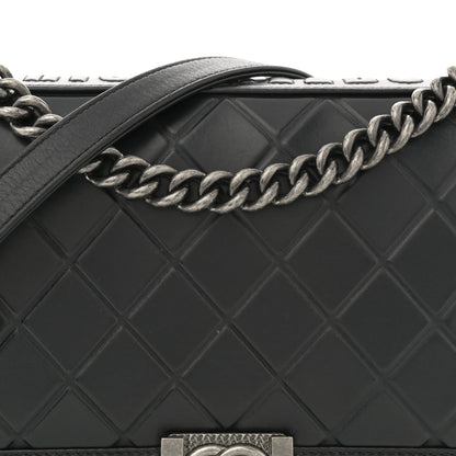 Chanel Calfskin Embossed New Medium Paris Salzburg Boy Flap Black 8 of 11