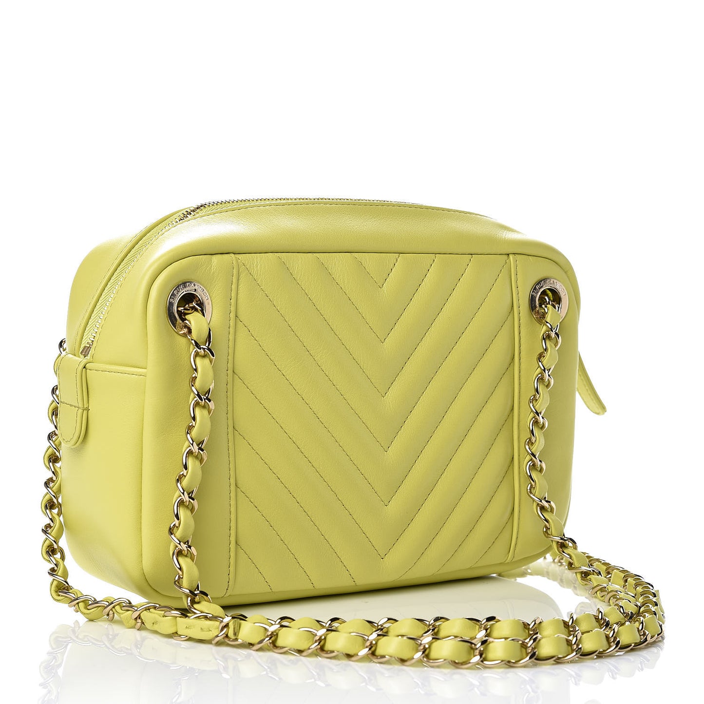 Calfskin Quilted Daily Chevron Camera Case Light Green