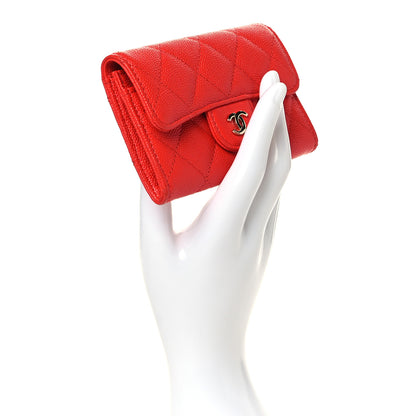 Chanel Caviar Quilted Flap Card Holder Wallet Red 2 of 10