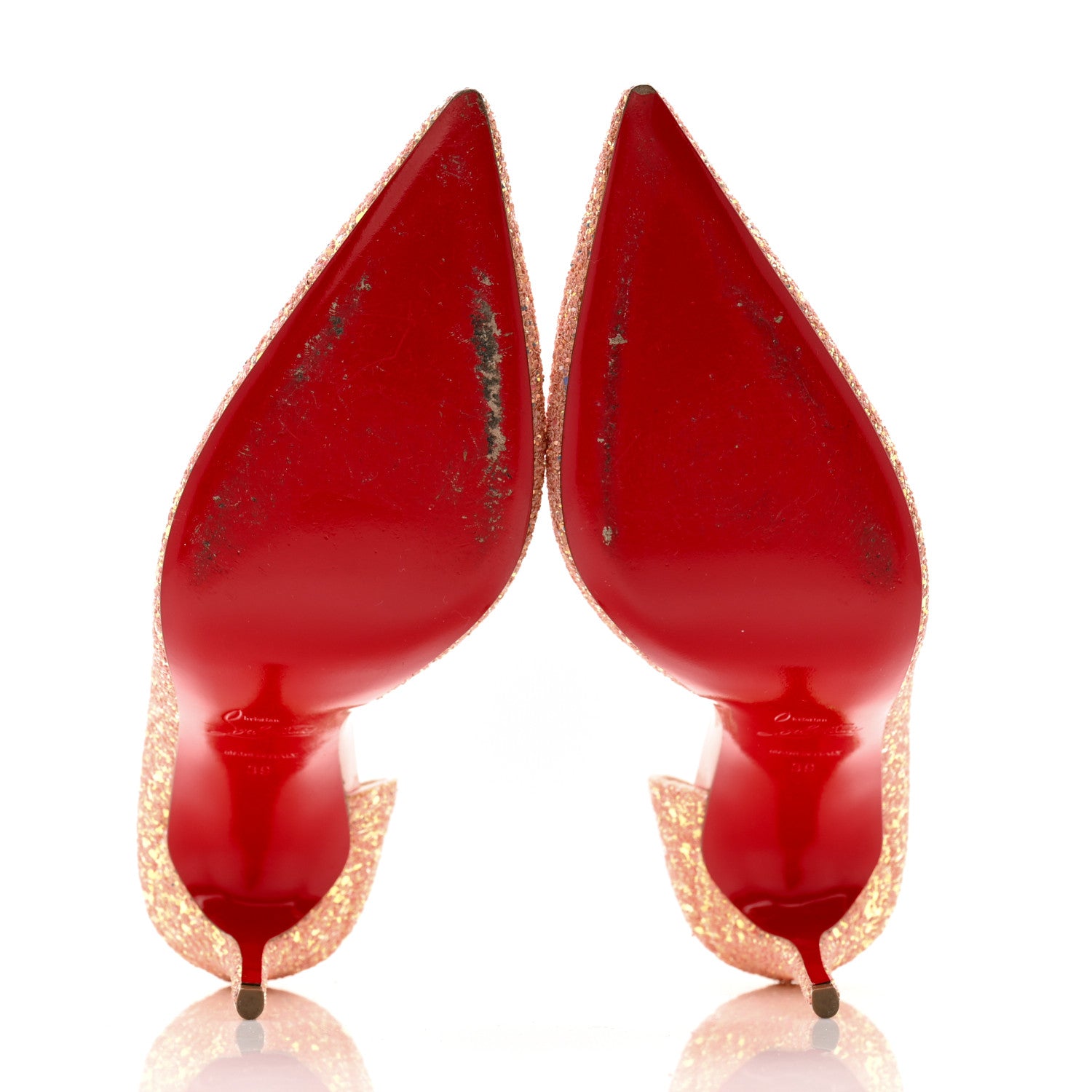 Christian Louboutin Patent Glitter Iriza 100 Pumps 39 Peach 7 of 10