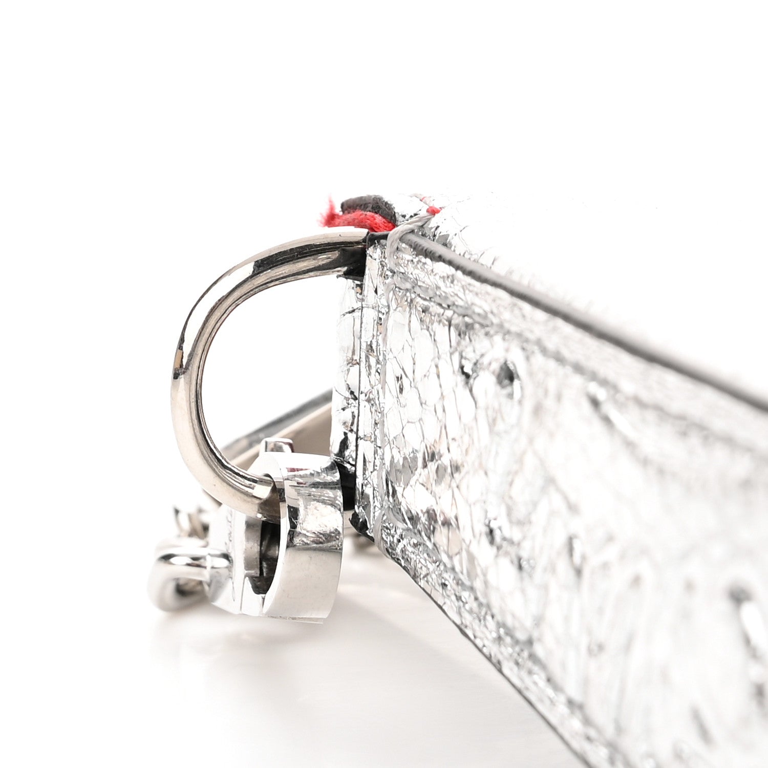 Christian Louboutin Metallic Textured Calfskin Loubila Chain Clutch Silver 9 of 11
