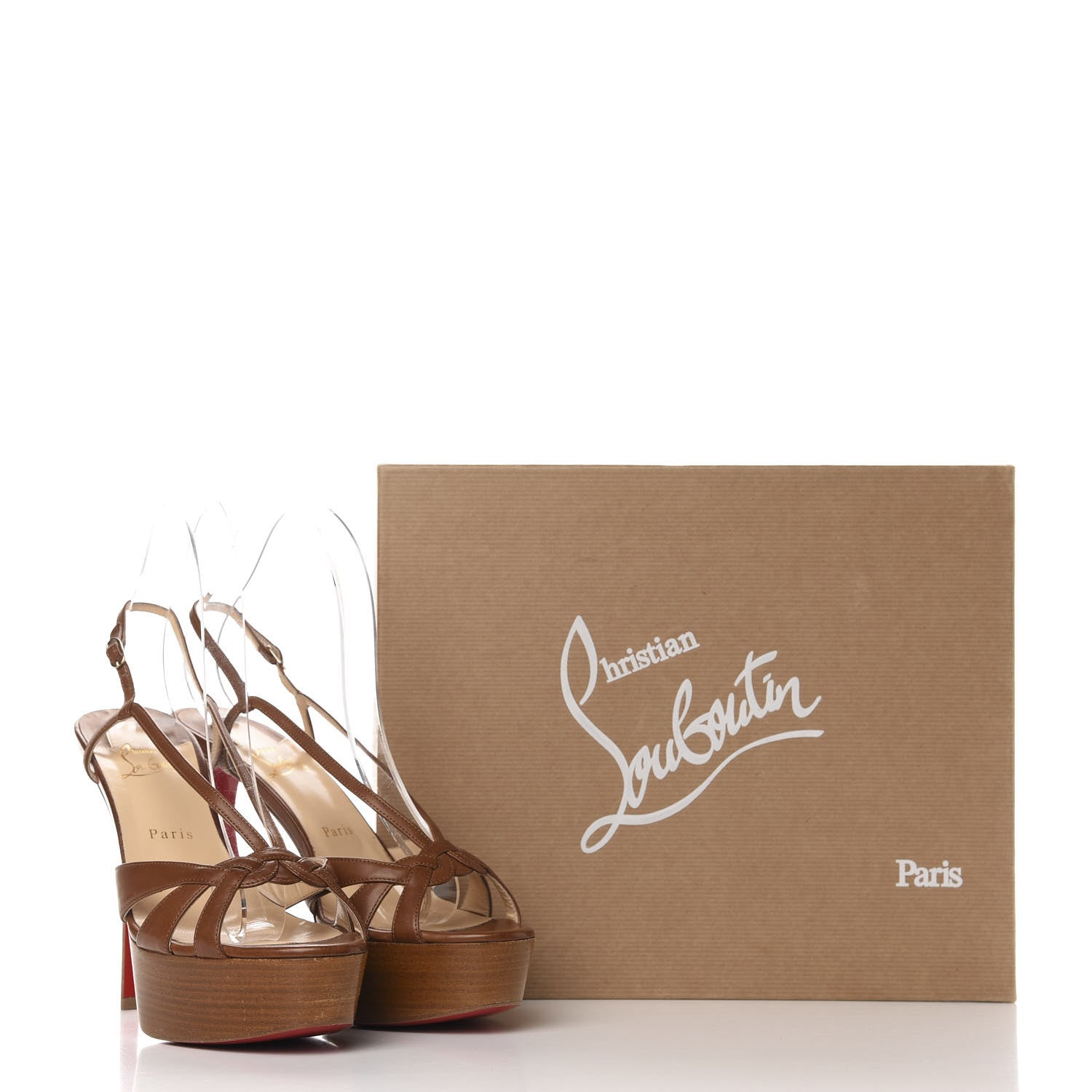 Christian Louboutin Noce Lucido Calfskin Veracite 130 Open Toe Platform Sandals 40 Cuoio 9 of 9
