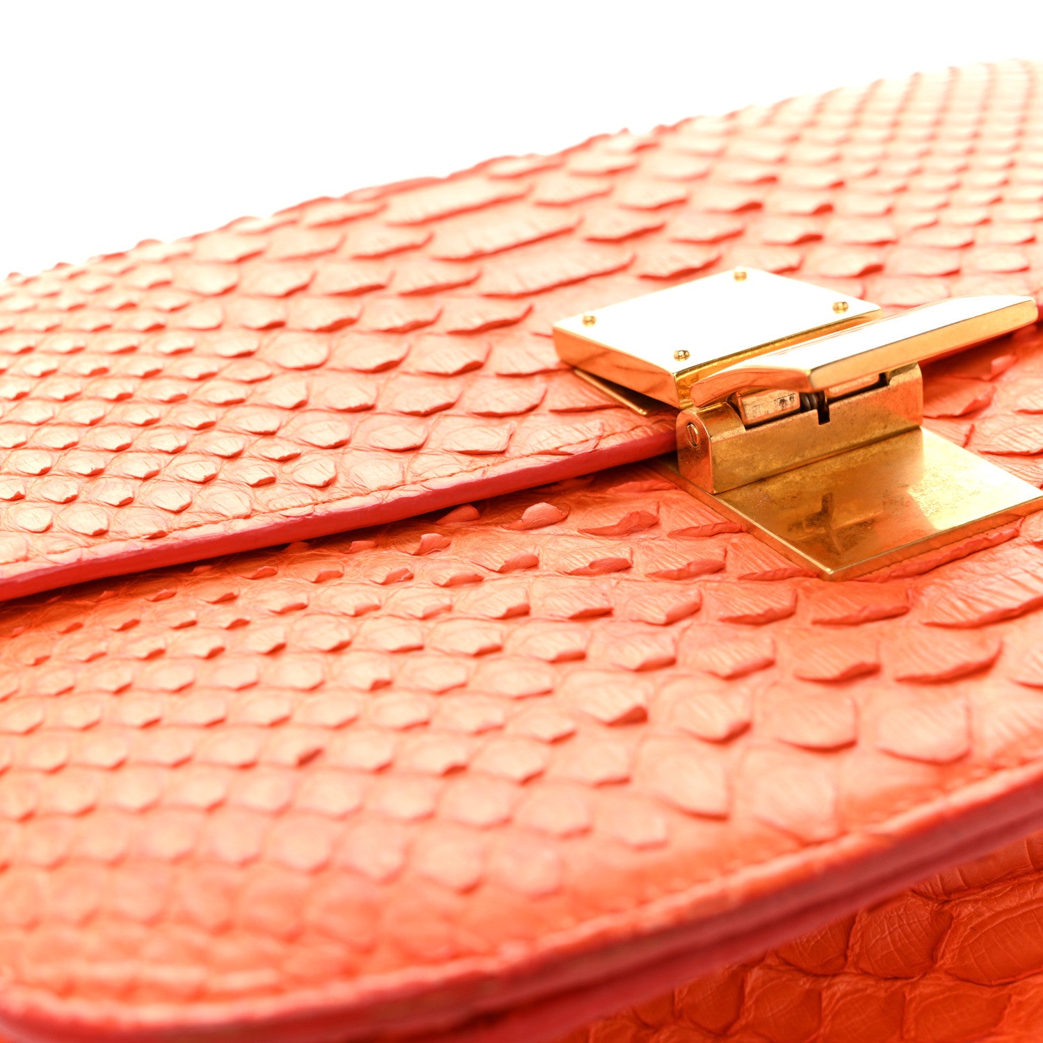 Celine Snakeskin Medium Classic Box Flap Orange 15 of 17
