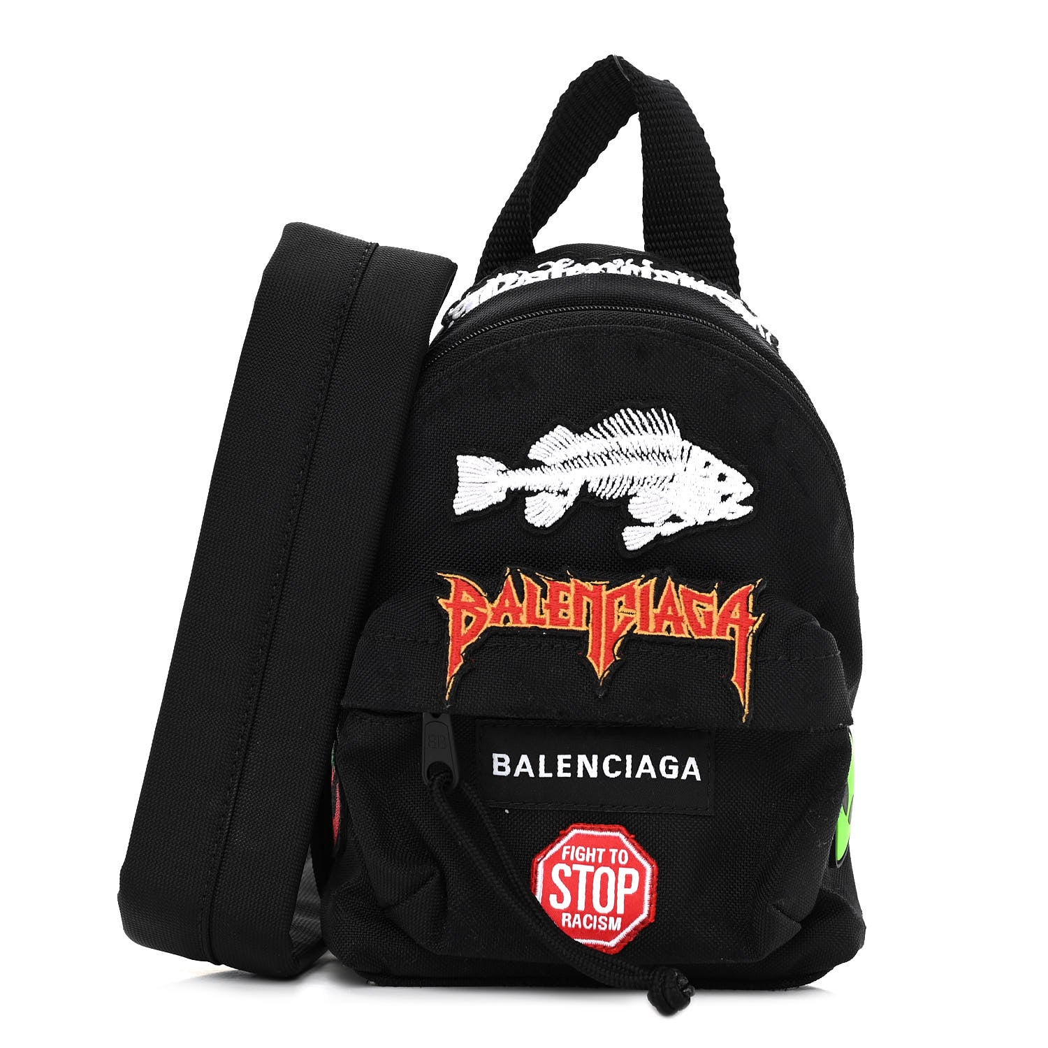 Balenciaga Recycled Casual Nylon Patches Mini Explorer Crossbody Backpack Black 1 of 11