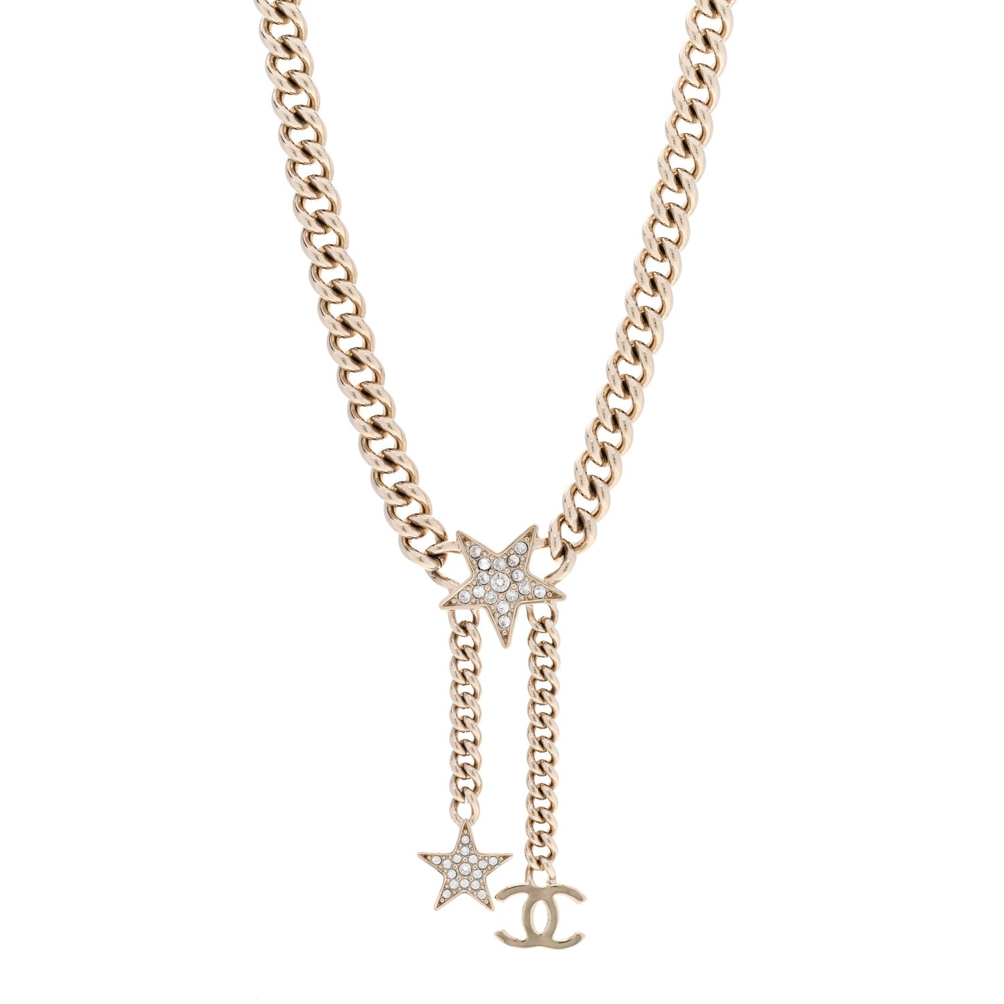 Metal Crystal Chain CC Star Pendant Choker Necklace