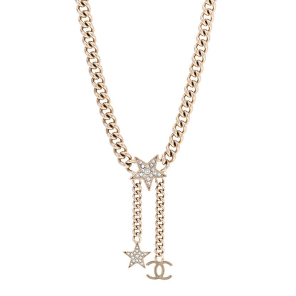 Chanel Metal Crystal Chain CC Star Pendant Choker Necklace 1 of 6