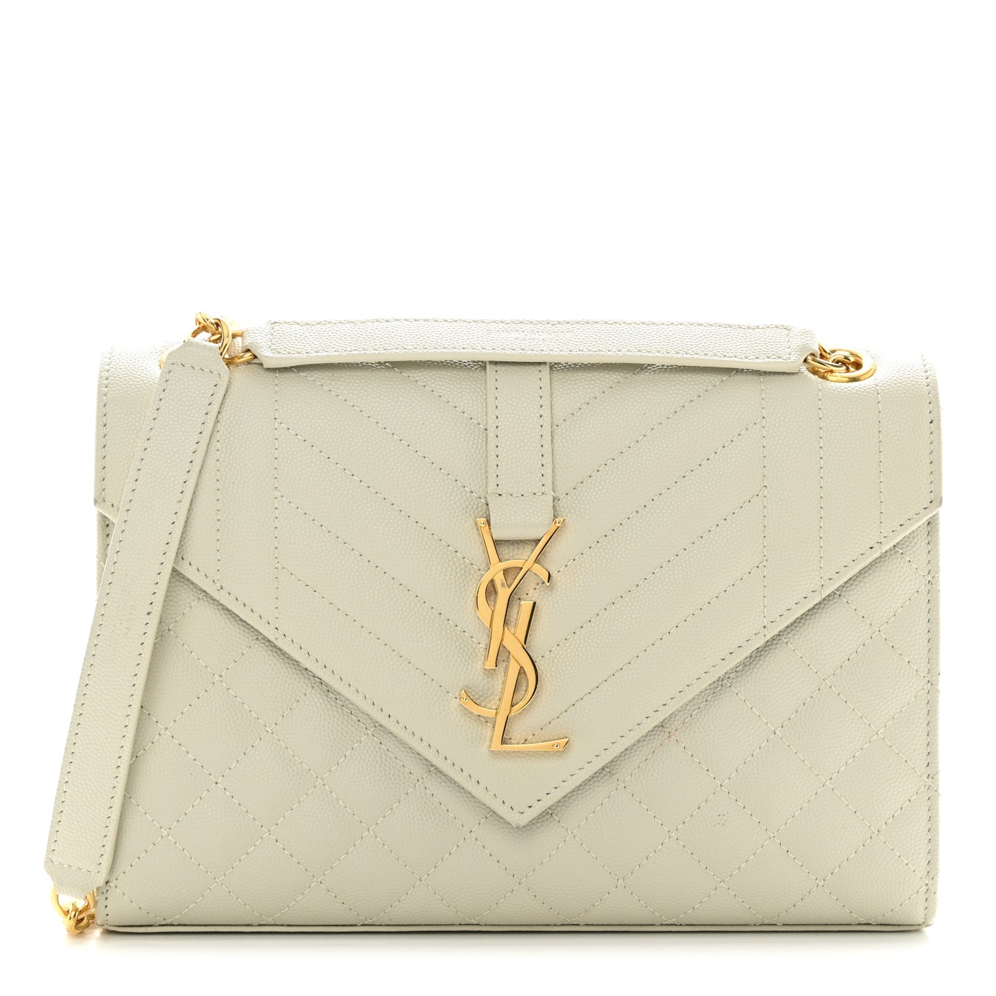 Grain De Poudre Textured Mixed Matelasse Medium Triquilt Monogram Satchel Crema Soft