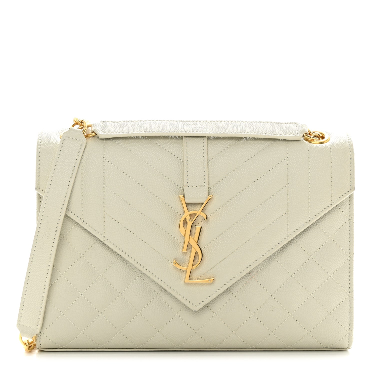 Saint Laurent Grain De Poudre Textured Mixed Matelasse Medium Triquilt Monogram Satchel Crema Soft 1 of 17