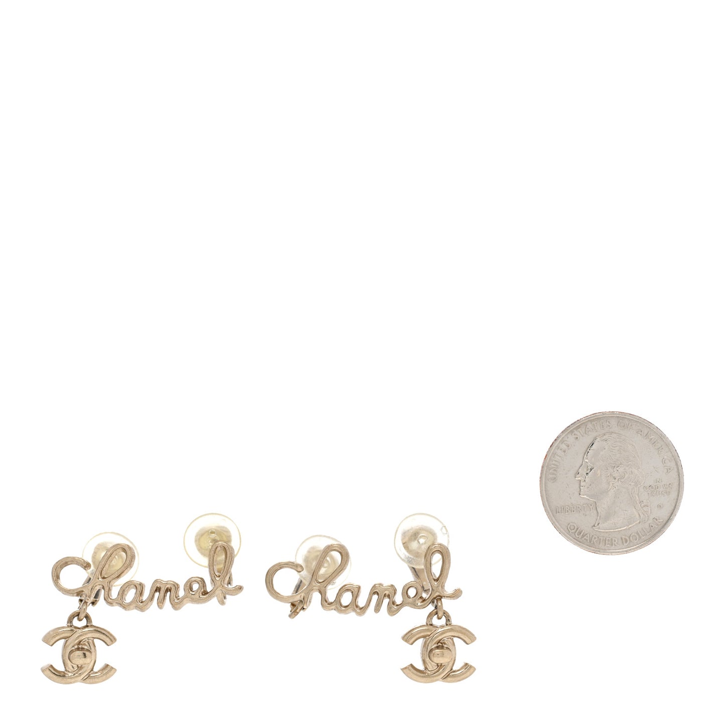 Metal Logo CC Turnlock Clip On Earrings Gold