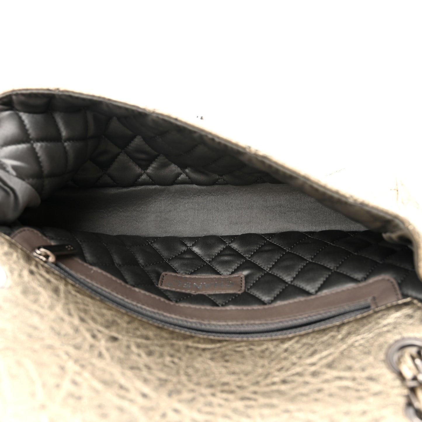 Distressed Metallic Lambskin Quilted Le Marais Ligne Flap Gold