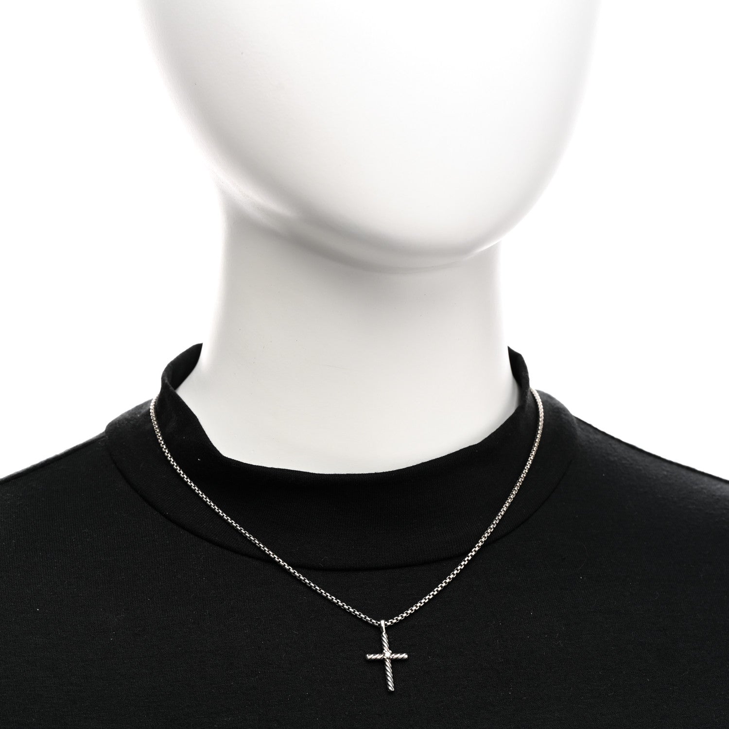 David Yurman Sterling Silver Diamond Cable Classics Cross Necklace 2 of 5