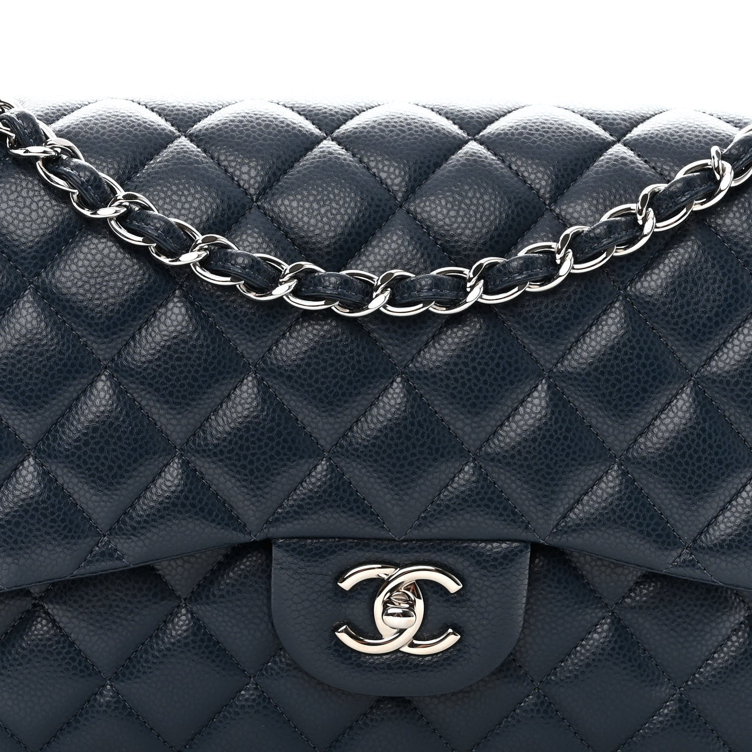 Chanel Caviar Quilted Jumbo Double Flap Navy Blue 8 of 10
