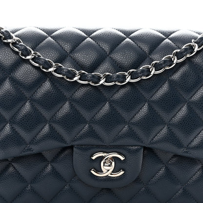 Chanel Caviar Quilted Jumbo Double Flap Navy Blue 8 of 10