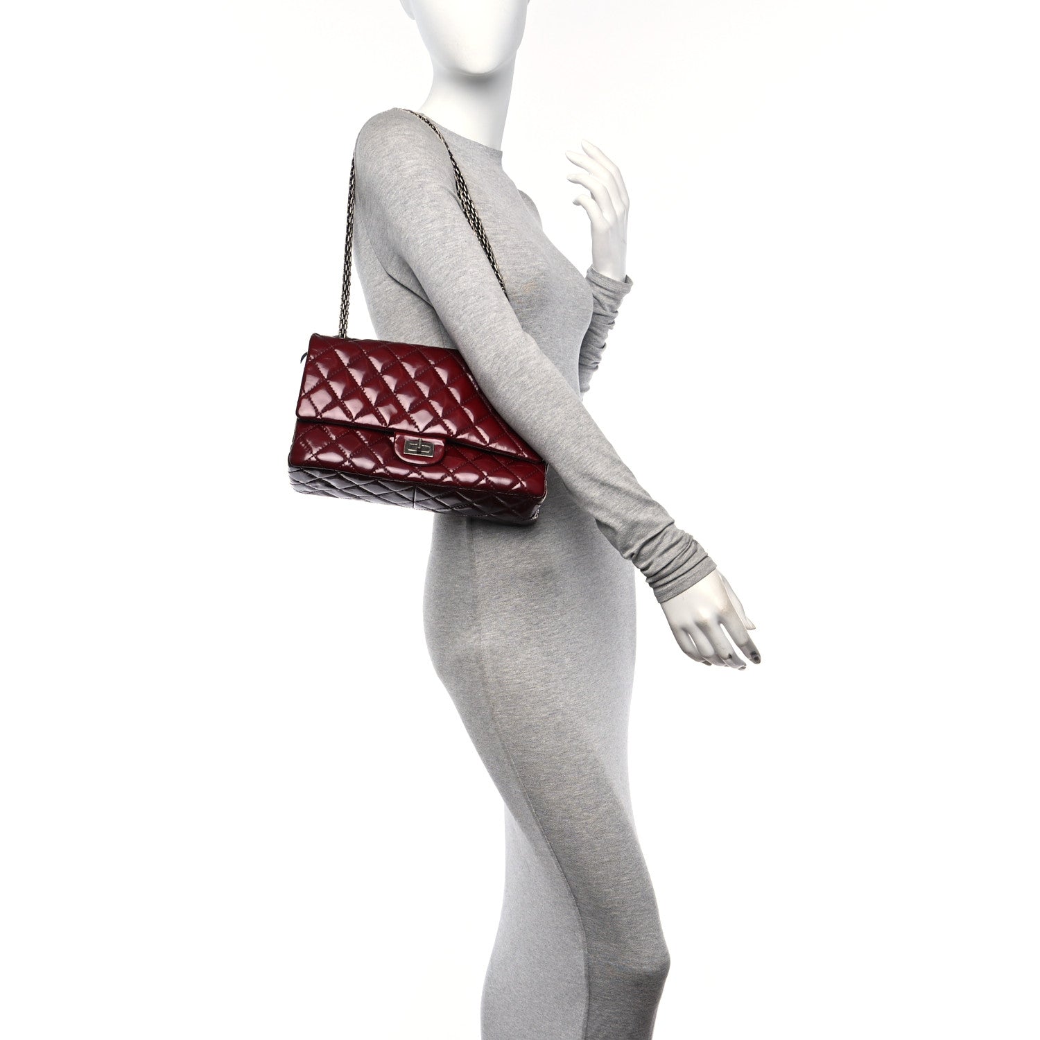 Chanel Patent Quilted 2.55 Reissue 226 Flap Burgundy 2 of 11