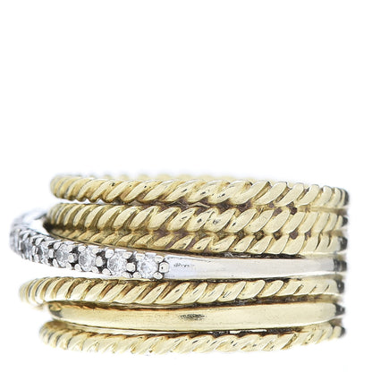 David Yurman 18K Yellow Gold Diamond 11mm Wide Crossover Ring 51 5.75 3 of 6