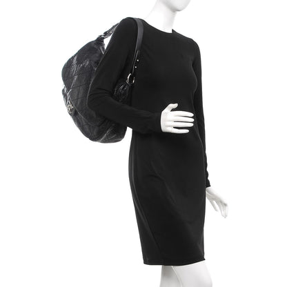 Chanel Glazed Calfskin Stitched XL On The Road Flap Black 2 of 7