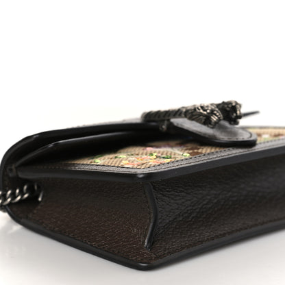 Gucci Monogram Jumbo GG Textured Dollar Calfskin Embroidered Super Mini Dionysus Shoulder Bag Camel Ebony New Acero Multicolor 6 of 8