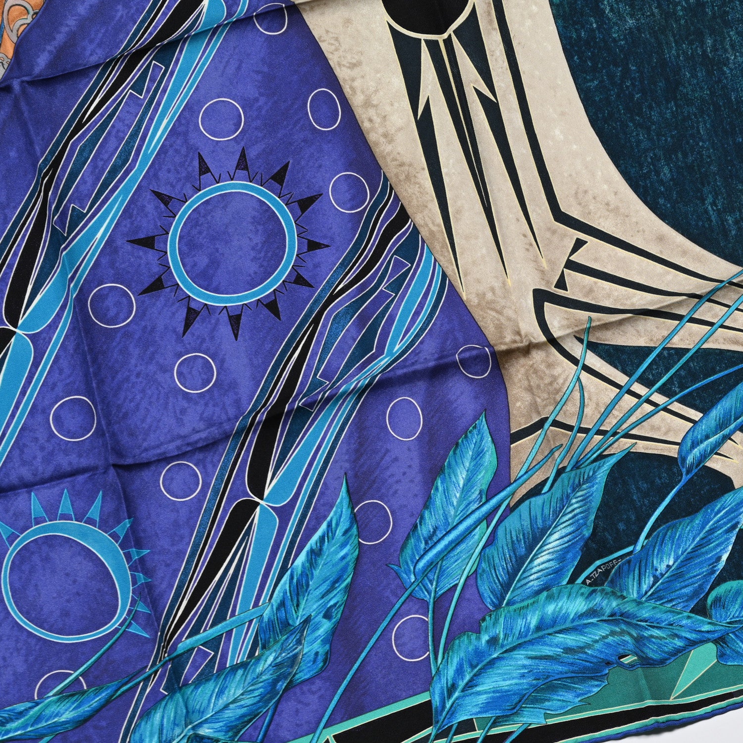 Hermes Silk Wako Ni Scarf 90 Blue Multicolor 2 of 5