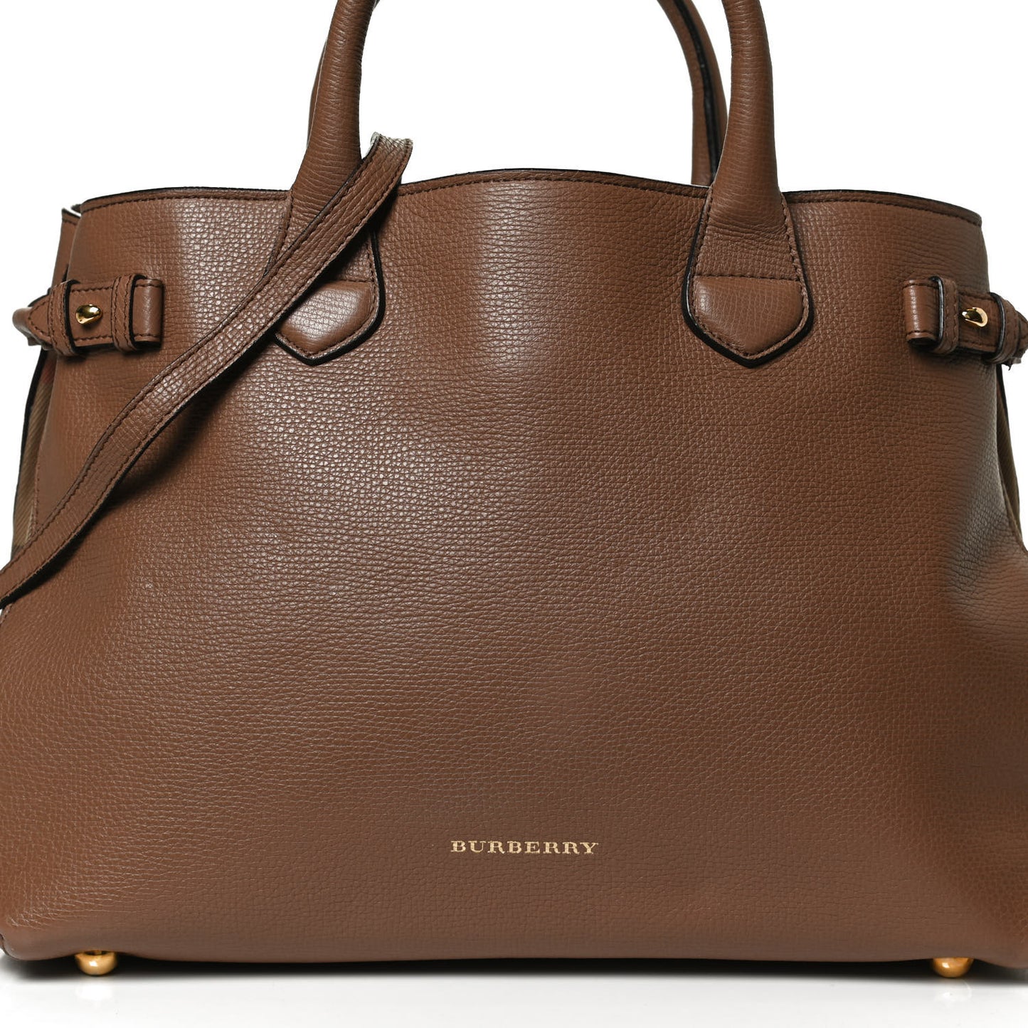 Grainy Calfskin House Check Medium Banner Tote Tan