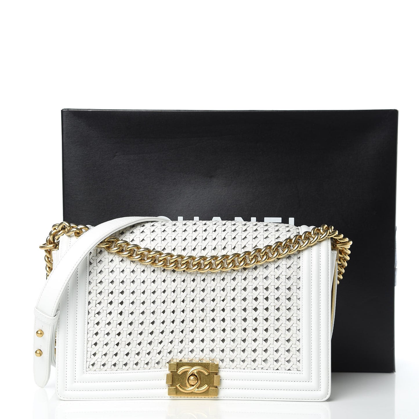 Sheepskin Braided New Medium Boy Reverso Flap White
