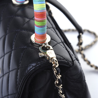 Chanel Goatskin Quilted Rainbow Extra Mini Coco Handle Flap Black 15 of 18