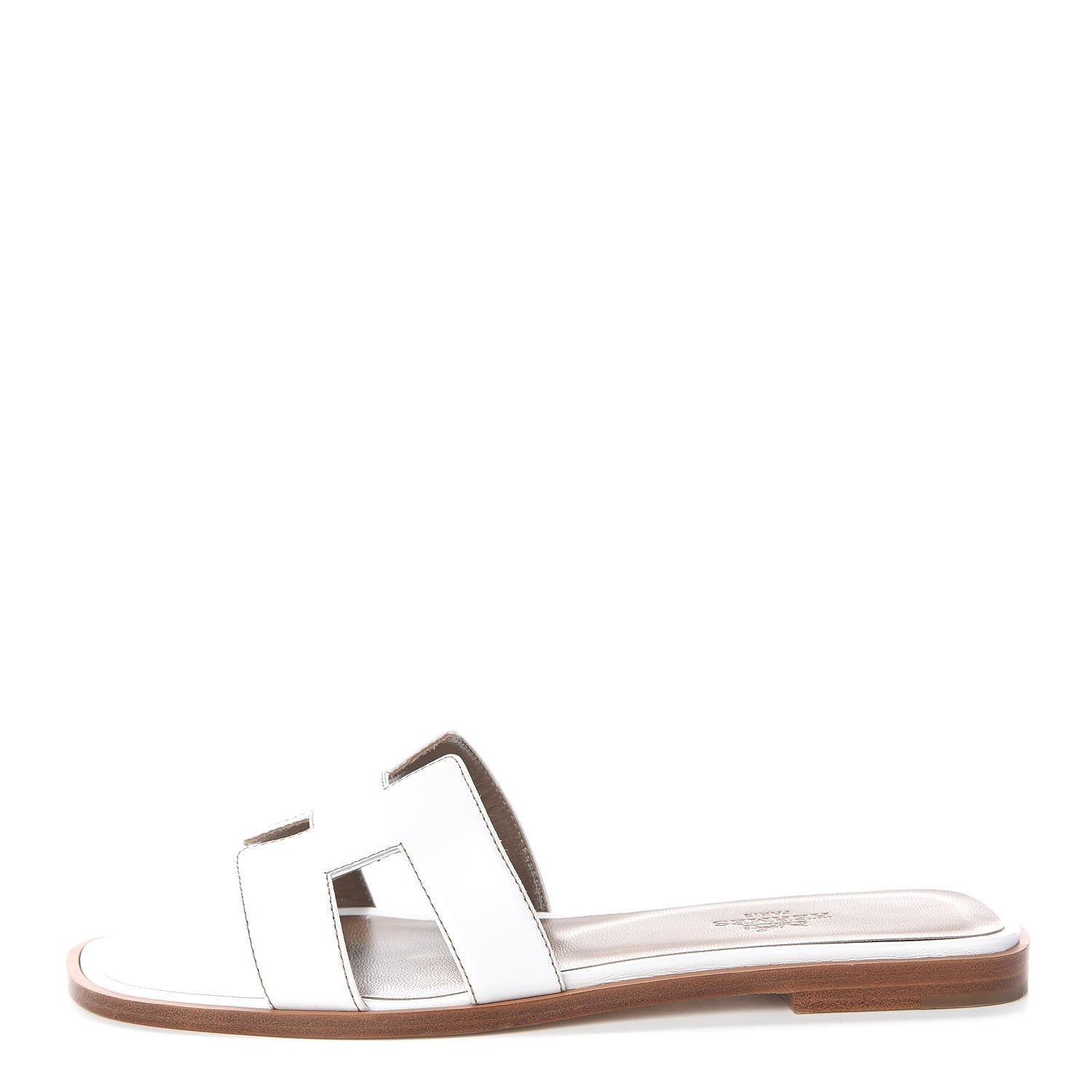 Hermes Box Calfskin Oran Sandals 36.5 White 1 of 7