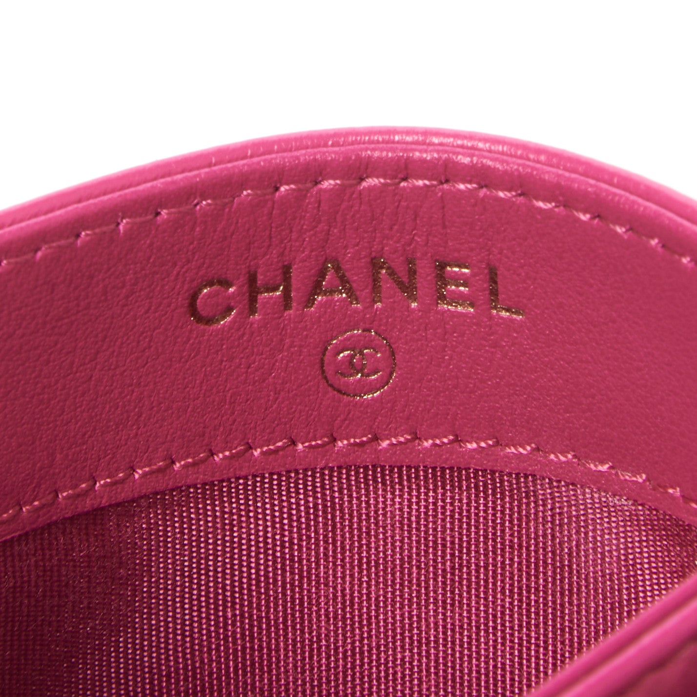 Chanel Lambskin Camellia Embossed Card Holder Fuchsia 7 of 9
