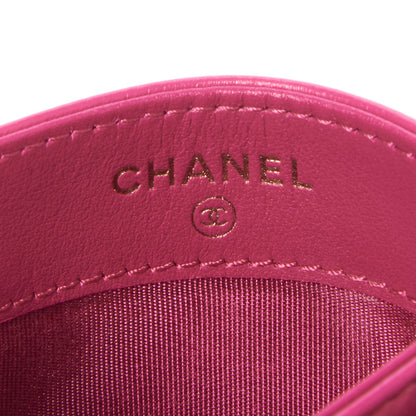 Chanel Lambskin Camellia Embossed Card Holder Fuchsia 7 of 9