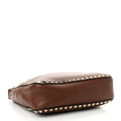 Valentino Garavani Pebbled Calfskin Small Rockstud Flip-Lock Messenger Bag Light Brown 4 of 11