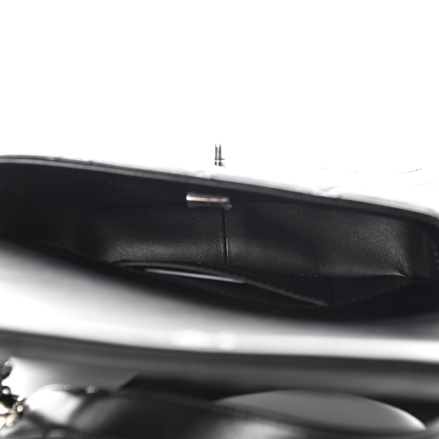 Lambskin Quilted Small Chain Rows Flap Black