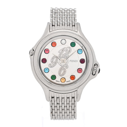 Fendi Stainless Steel Diamond Topaz 38mm Crazy Carats Rotating Gem Quartz Watch 1 of 7
