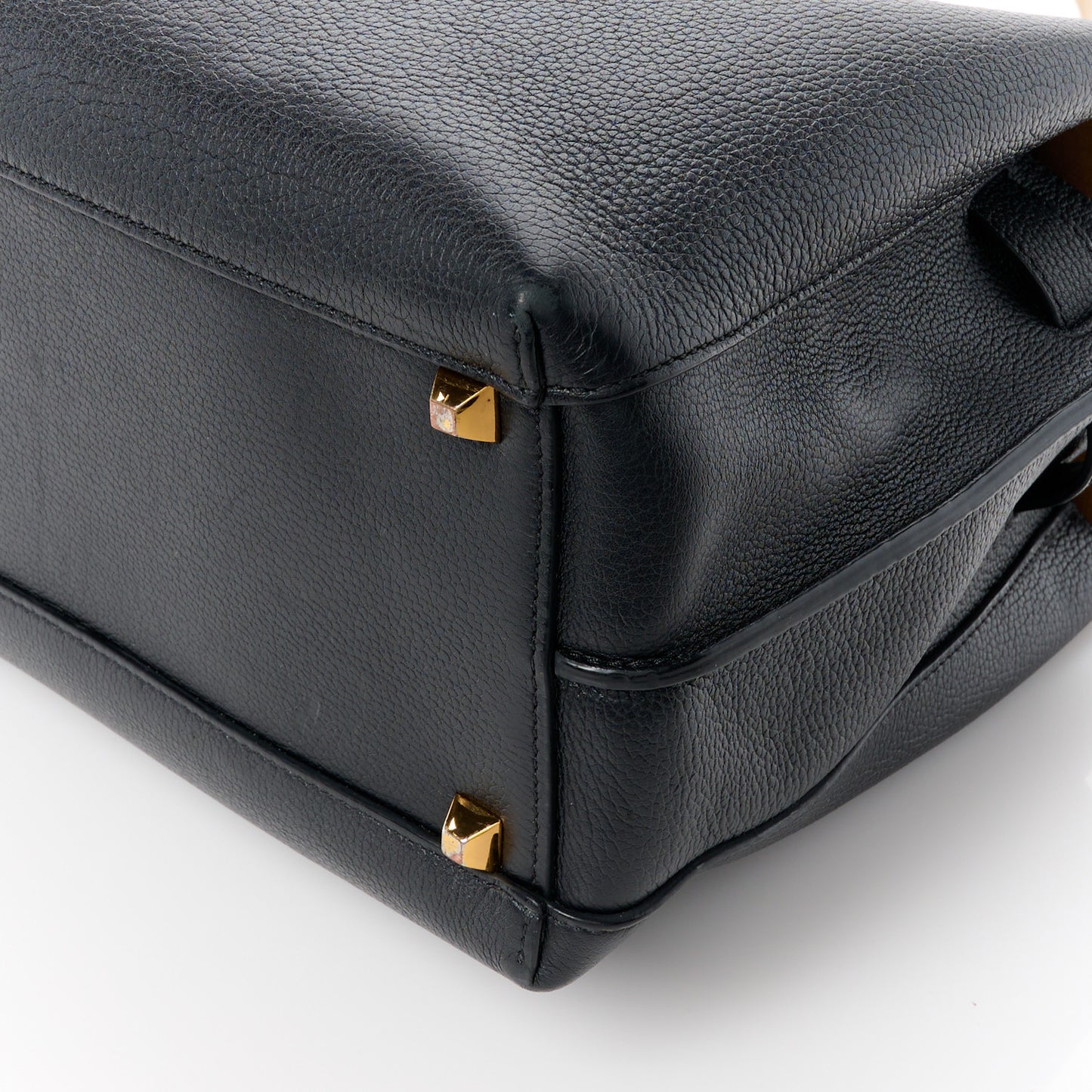 Grained Calfskin Medium Milla Tote Black