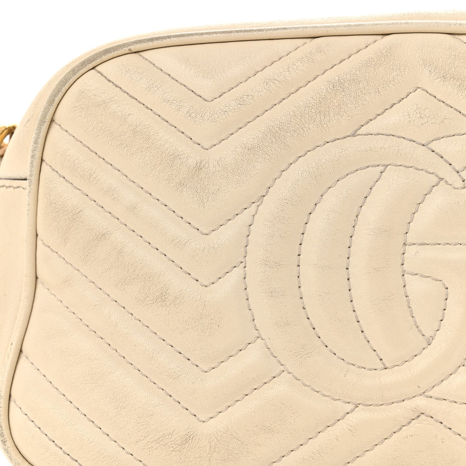 Gucci Calfskin Matelasse Small GG Marmont Chain Shoulder Bag White 17 of 18