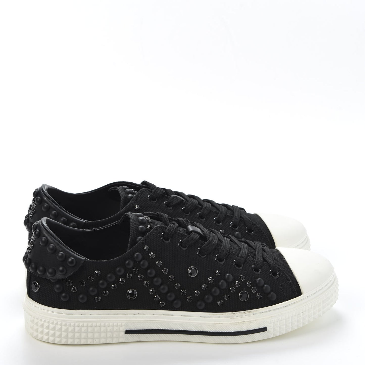 Canvas Embellished Mens Low Top Sneakers 42 Black
