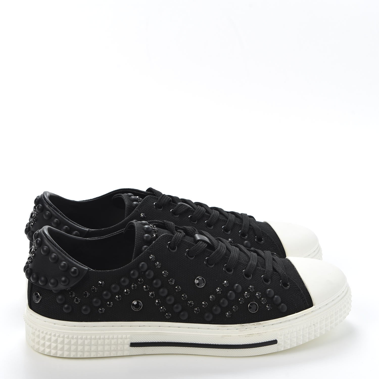 Valentino Garavani Canvas Embellished Mens Low Top Sneakers 42 Black 4 of 11