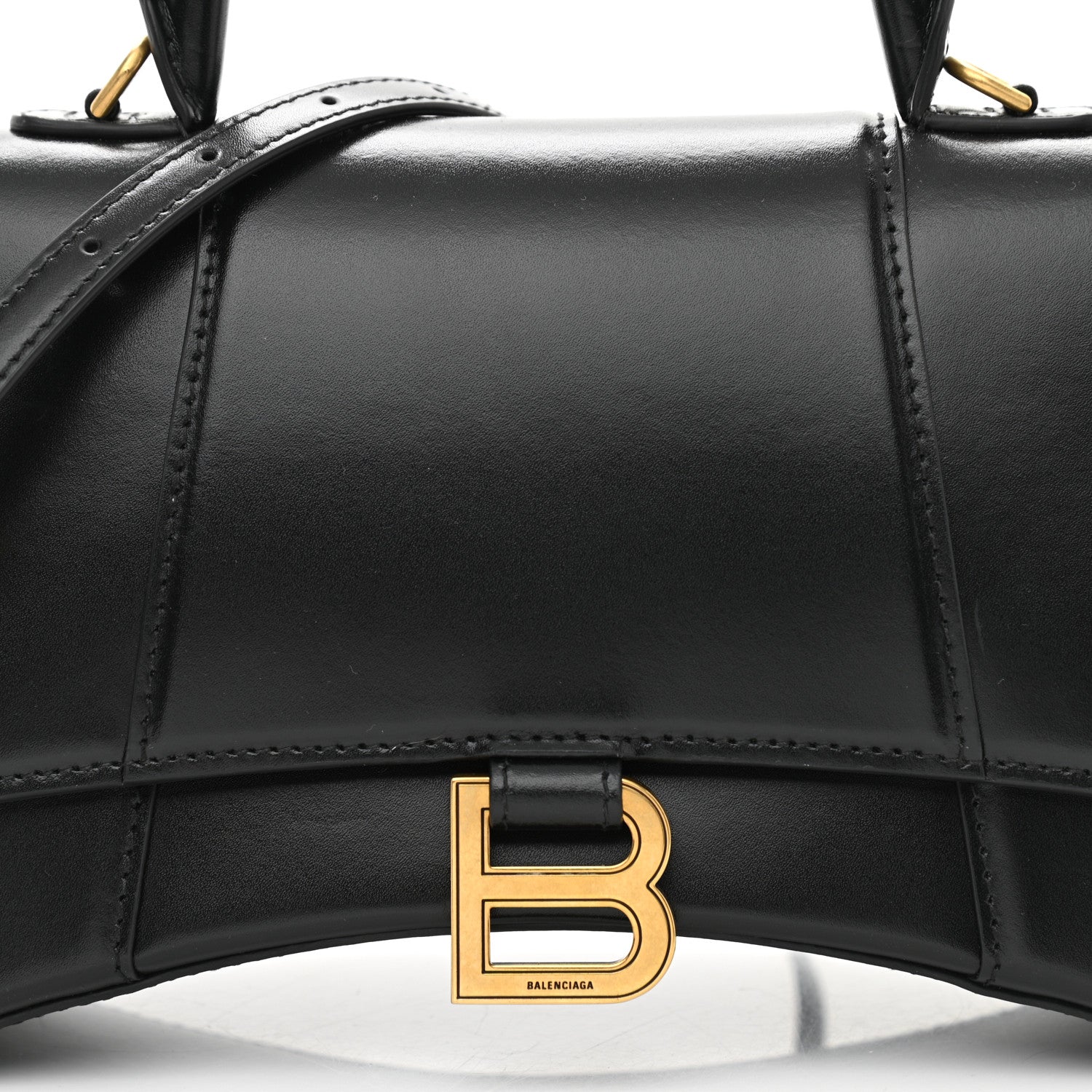Balenciaga Shiny Box Calfskin Small Hourglass Top Handle Bag Black 9 of 11